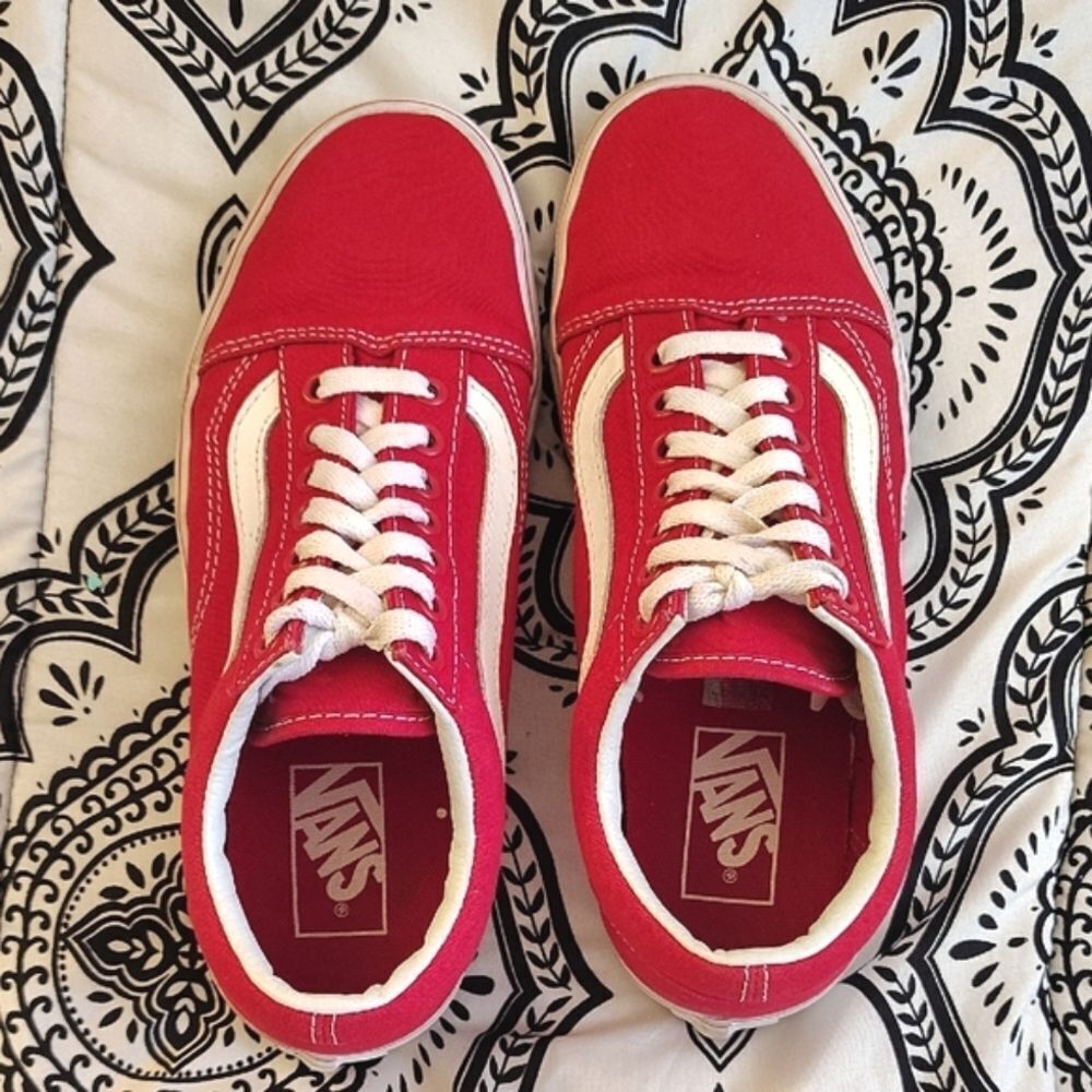 Vans Off The Wall Red White Unisex Skate Sneakers Sz M6.5 W8 Y6.5